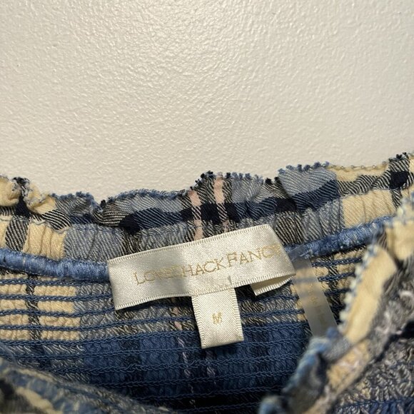 LoveShackFancy Stanley Smocked Plaid Dress in Blue‎ Yellow Denim Skies Medium - Picture 4 of 7